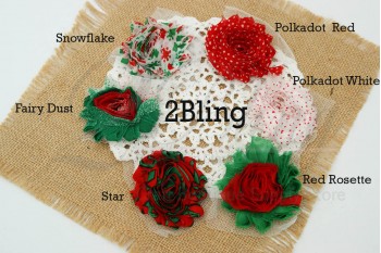 Shabby Flower "Christmas" Pattern - 6.5 cm (Pack of 4)